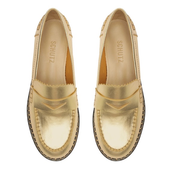 Schutz | Christie Metallic Leather Flat Loafer | Size 10 - Picture 2 of 3